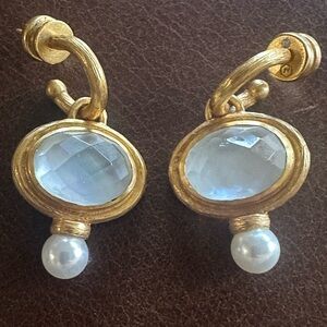 Julie Vos Drop Hoop Charm Earrings